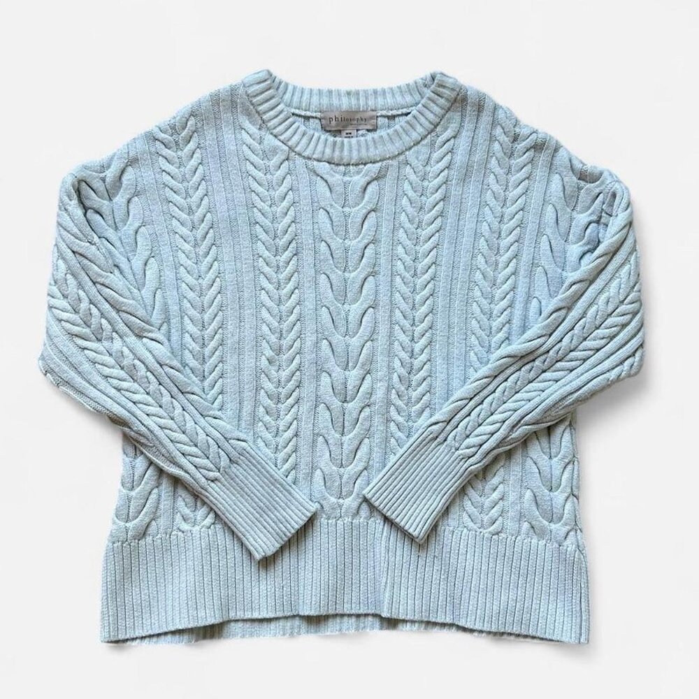 Philosophy White Cable Knit Sweater